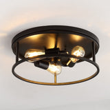 Safavieh Broux 3 Lt 15.75" Flush Mount XII23 Black Iron FLU4108A