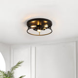 Safavieh Broux 3 Lt 15.75" Flush Mount XII23 Black Iron FLU4108A