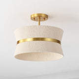 Safavieh Desert, 3 Light, 13 Inch, Bleached Natural/Brass, Rope/Metal Semi-Flush Mount FLU4110A