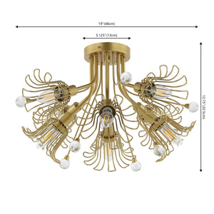 Safavieh Leandra, 7 Light, 19 Inch, Gold, Metal Flush Mount Gold FLU4112A