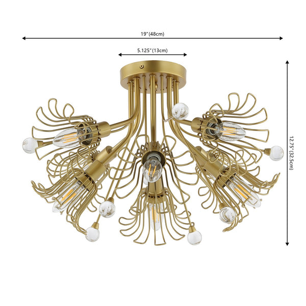 Safavieh Leandra, 7 Light, 19 Inch, Gold, Metal Flush Mount Gold FLU4112A