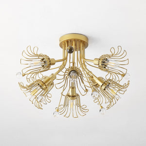 Safavieh Leandra, 7 Light, 19 Inch, Gold, Metal Flush Mount Gold FLU4112A