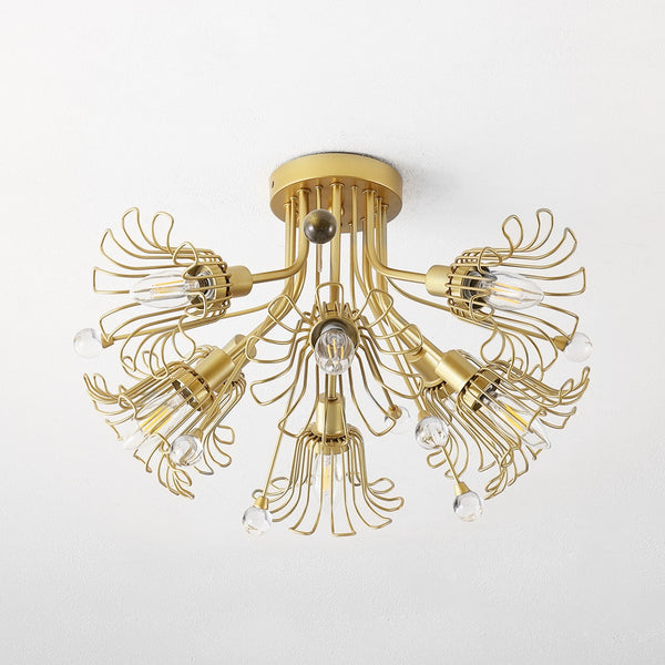 Safavieh Leandra, 7 Light, 19 Inch, Gold, Metal Flush Mount Gold FLU4112A