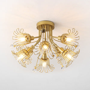 Safavieh Leandra, 7 Light, 19 Inch, Gold, Metal Flush Mount Gold FLU4112A