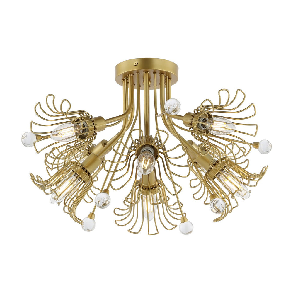 Safavieh Leandra, 7 Light, 19 Inch, Gold, Metal Flush Mount Gold FLU4112A