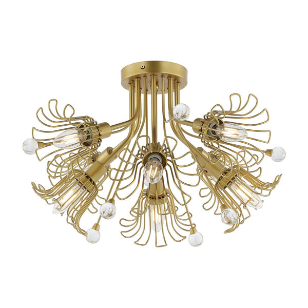 Safavieh Leandra, 7 Light, 19 Inch, Gold, Metal Flush Mount Gold FLU4112A