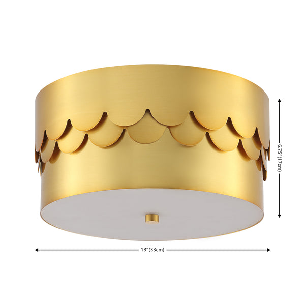 Safavieh Jimena, 3 Light, 13 Inch, Brass, Metal Flush Mount Brass Gold 13 x 13 x 6.75