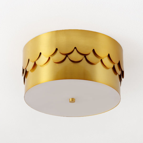 Safavieh Jimena, 3 Light, 13 Inch, Brass, Metal Flush Mount Brass Gold 13 x 13 x 6.75