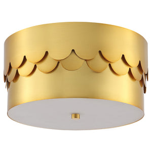 Safavieh Jimena, 3 Light, 13 Inch, Brass, Metal Flush Mount Brass Gold 13 x 13 x 6.75