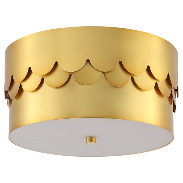Safavieh Jimena, 3 Light, 13 Inch, Brass, Metal Flush Mount Brass Gold 13 x 13 x 6.75
