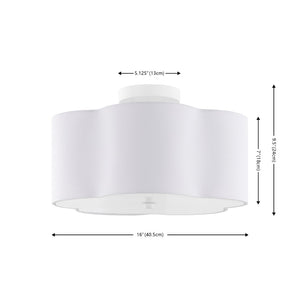 Safavieh JOELUNA, 3-Light Flush Mount - Elegant 16" White Fabric & Iron Ceiling Fixture for Soft Illumination FLU4114A