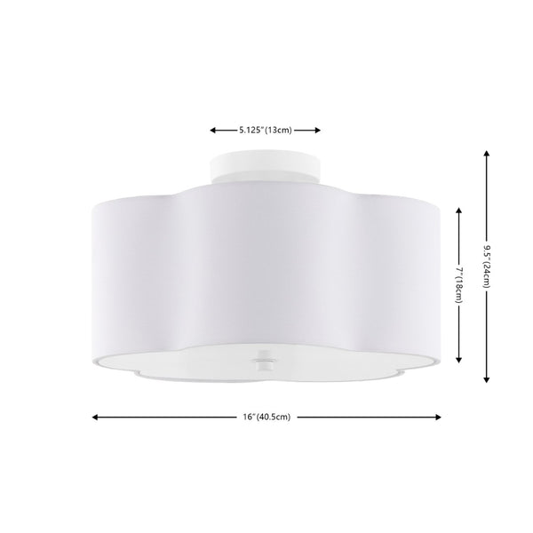 Safavieh JOELUNA, 3-Light Flush Mount - Elegant 16" White Fabric & Iron Ceiling Fixture for Soft Illumination FLU4114A