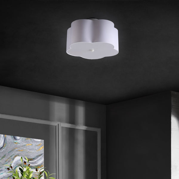 Safavieh JOELUNA, 3-Light Flush Mount - Elegant 16" White Fabric & Iron Ceiling Fixture for Soft Illumination FLU4114A