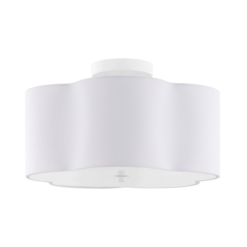 Safavieh JOELUNA, 3-Light Flush Mount - Elegant 16" White Fabric & Iron Ceiling Fixture for Soft Illumination FLU4114A