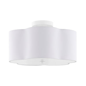 Safavieh JOELUNA, 3-Light Flush Mount - Elegant 16" White Fabric & Iron Ceiling Fixture for Soft Illumination FLU4114A