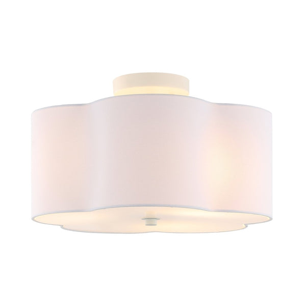 Safavieh JOELUNA, 3-Light Flush Mount - Elegant 16" White Fabric & Iron Ceiling Fixture for Soft Illumination FLU4114A