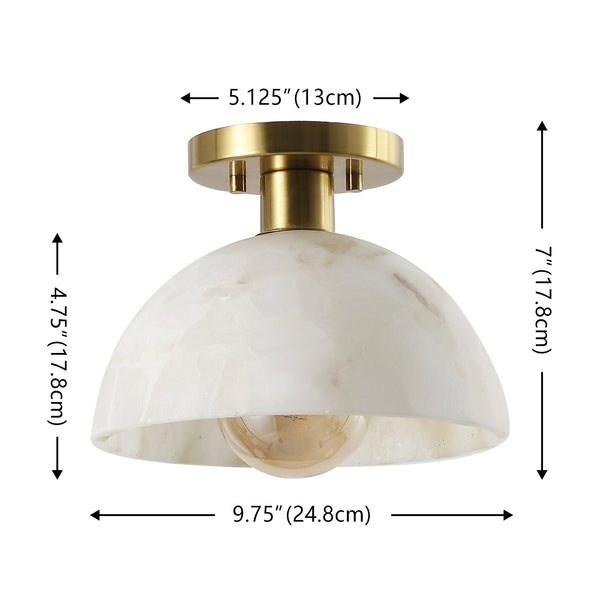 Safavieh Arue, 9.75 Inch, White/Brass, Alabaster/Metal Semi-flush Mount White Shade  Flu4115a