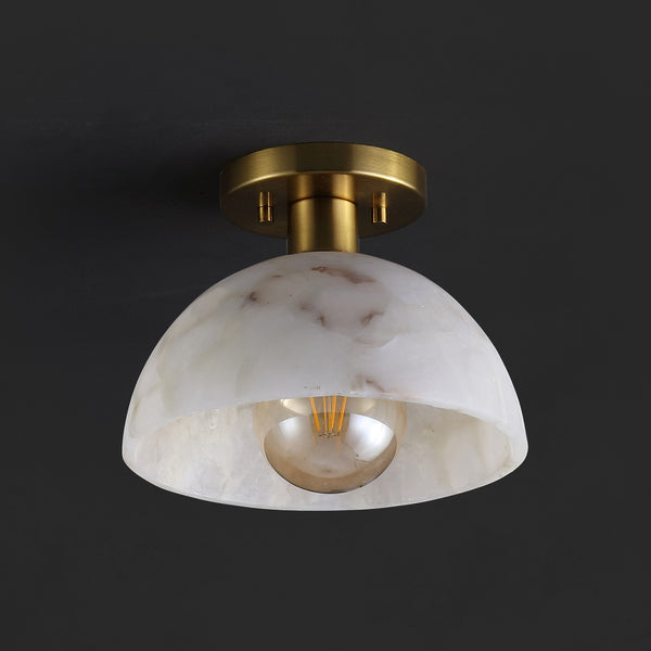 Safavieh Arue, 9.75 Inch, White/Brass, Alabaster/Metal Semi-flush Mount White Shade  Flu4115a