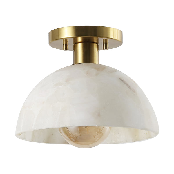 Safavieh Arue, 9.75 Inch, White/Brass, Alabaster/Metal Semi-flush Mount White Shade  Flu4115a
