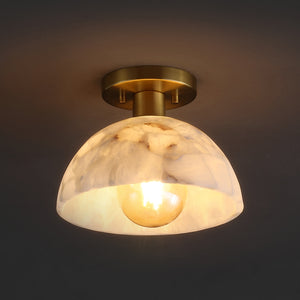 Safavieh Arue, 9.75 Inch, White/Brass, Alabaster/Metal Semi-flush Mount White Shade  Flu4115a