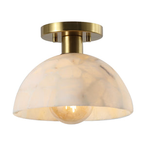 Safavieh Arue, 9.75 Inch, White/Brass, Alabaster/Metal Semi-flush Mount White Shade  Flu4115a