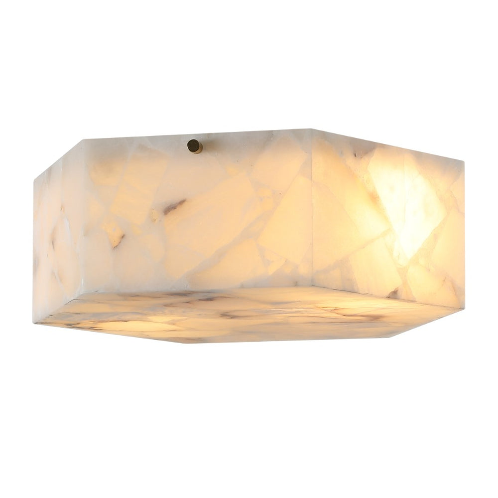 Safavieh Iana, 2 Light, 14 Inch, White/Brass, Alabaster/Metal Semi-flush Mount White Shade  Flu4116a