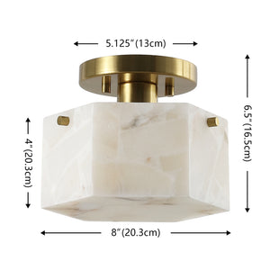 Safavieh Kory, 8 Inch, White/Brass, Alabaster/Metal Semi-flush Mount White Shade  Flu4117a