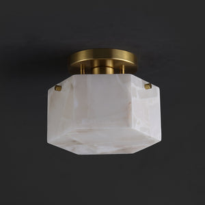 Safavieh Kory, 8 Inch, White/Brass, Alabaster/Metal Semi-flush Mount White Shade  Flu4117a