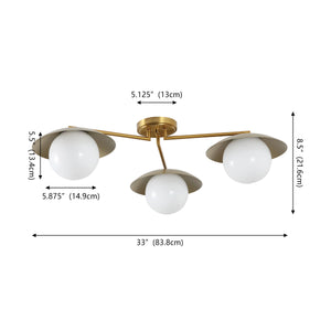 Safavieh Kylo, 32" 3-Light Brass Flush Mount With Glass Shade — Transitional Iron Body For Warm Ambient Glow FLU4119A