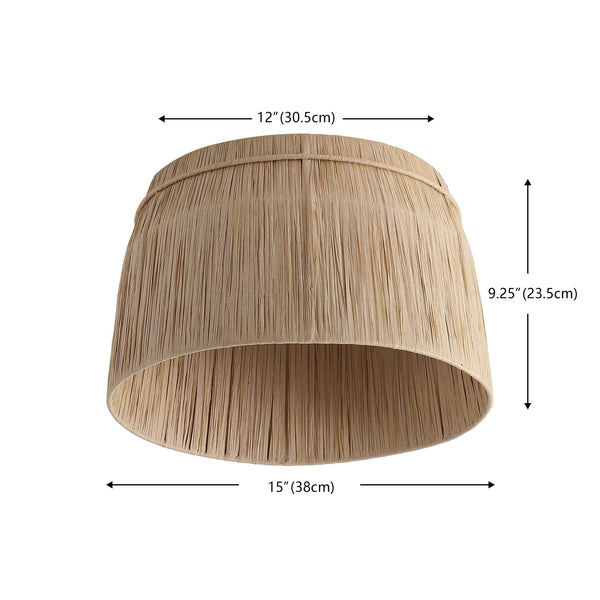 Safavieh Arlen, 3-Light 15" Natural Paper Rope Rattan Flush Mount - Rustic Iron Frame, Low-Profile Ambient Lighting FLU4120A