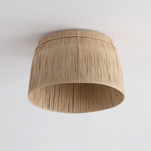 Safavieh Arlen, 3-Light 15" Natural Paper Rope Rattan Flush Mount - Rustic Iron Frame, Low-Profile Ambient Lighting FLU4120A