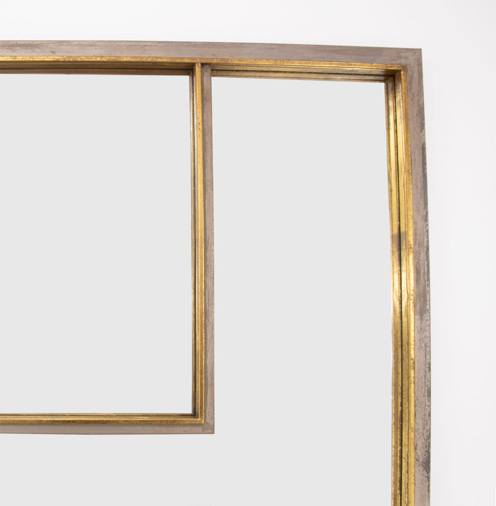 Zeugma Fm187 Rustic Modern Large Decorative Mirror With Elegant Metal Frame For Transitional Home Decor Distressed Champagne Finish With Gold Leaf Metal And Mirror Fm187 Champagne And Gold