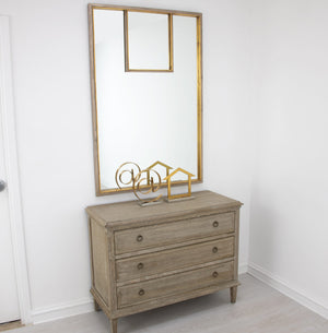 Zeugma Fm187 Rustic Modern Large Decorative Mirror With Elegant Metal Frame For Transitional Home Decor Distressed Champagne Finish With Gold Leaf Metal And Mirror Fm187 Champagne And Gold