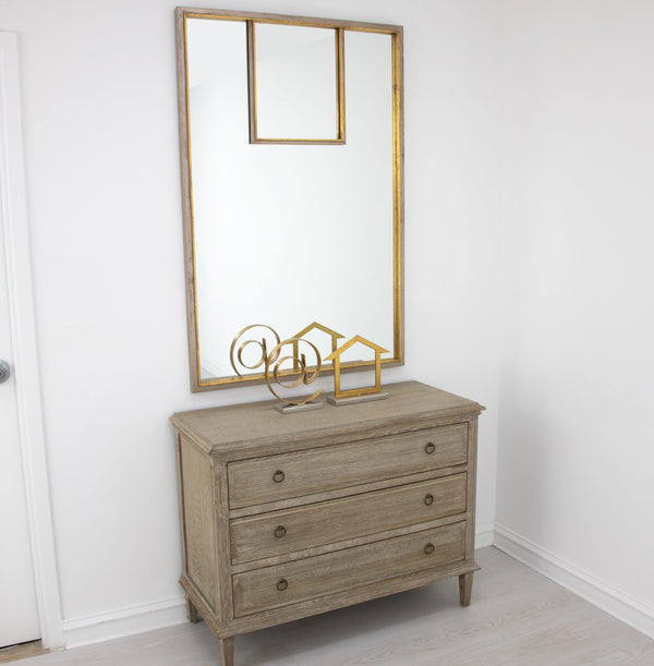 Zeugma Fm187 Rustic Modern Large Decorative Mirror With Elegant Metal Frame For Transitional Home Decor Distressed Champagne Finish With Gold Leaf Metal And Mirror Fm187 Champagne And Gold