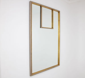 Zeugma Fm187 Rustic Modern Large Decorative Mirror With Elegant Metal Frame For Transitional Home Decor Distressed Champagne Finish With Gold Leaf Metal And Mirror Fm187 Champagne And Gold