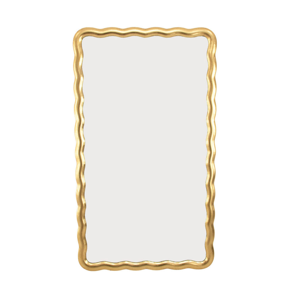 Zeugma Fm189 Gold Mirror - Stunning Wavy Curves, Antique Gold Leaf Finish, Versatile Vertical Or Horizontal Design Antiqued Gold Leaf Wood And Mirror Fm189 Gold