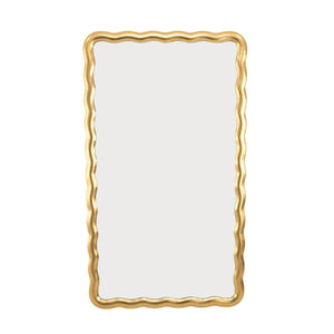 Zeugma Fm189 Gold Mirror - Stunning Wavy Curves, Antique Gold Leaf Finish, Versatile Vertical Or Horizontal Design Antiqued Gold Leaf Wood And Mirror Fm189 Gold