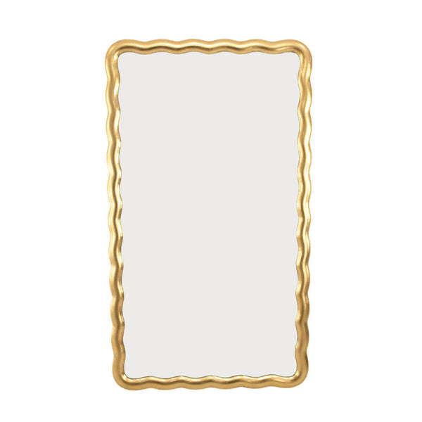 Zeugma Fm189 Gold Mirror - Stunning Wavy Curves, Antique Gold Leaf Finish, Versatile Vertical Or Horizontal Design Antiqued Gold Leaf Wood And Mirror Fm189 Gold