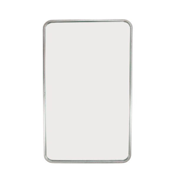 Zeugma Fm195 Elegant Silver Wall Mirror With Rounded Corners - Perfect For Smaller Spaces And Vanities Silver Leaf Metal And Mirror Fm195 Silver