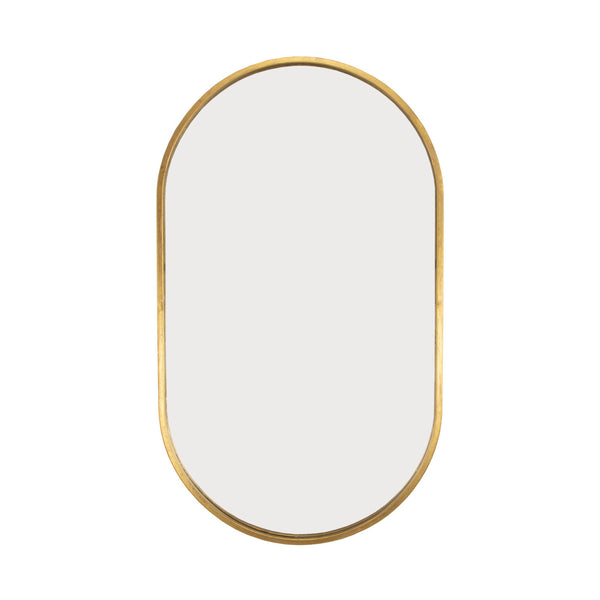 Zeugma Fm196 Elegant Silver Oval Wall Mirror - Perfect For Small Spaces And Vanities, Decorative Metal Frame Gold Leaf Metal And Mirror Fm196 Gold