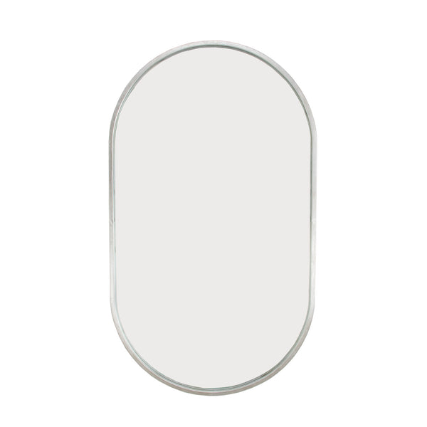 Zeugma Fm196 Elegant Silver Oval Wall Mirror - Perfect For Small Spaces And Vanities, Decorative Metal Frame Silver Leaf Metal And Mirror Fm196 Silver