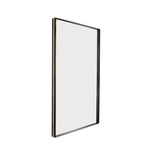 Zeugma Fm197 Elegant Black & Gold Decorative Mirror - Perfect For Small Spaces, Stylish Vanity Accent Matte Black Finish With Gold Leaf Metal And Mirror Fm197 Black & Gold