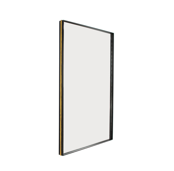 Zeugma Fm197 Elegant Black & Gold Decorative Mirror - Perfect For Small Spaces, Stylish Vanity Accent Matte Black Finish With Gold Leaf Metal And Mirror Fm197 Black & Gold