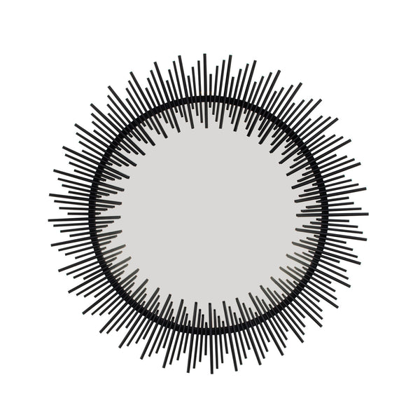 Zeugma Fm200 Stunning Black Sunburst Round Mirror – Upscale Decorative Metal Frame For Elegant Home Décor Matte Black Finish Metal And Mirror Fm200 Black