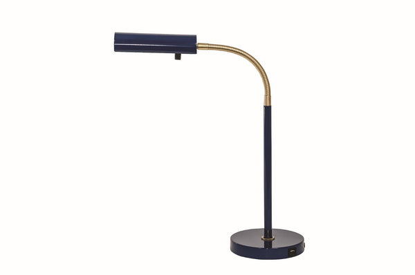House Of Troy Fusion Flex Task Table Lamp With Usb Port - Stylish Satin Nickel Gooseneck Design For Modern Spaces Navy Blue,Satin Brass Metal Fn150-nb/Sb