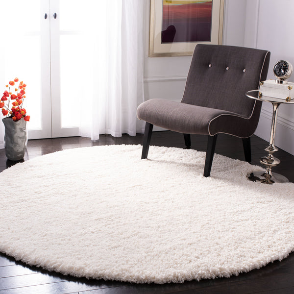 Safavieh Fontana Ivory Round Shag Rug — 2" Plush Pile, Power-Loomed In Turkey For Cozy, Durable Comfort 3'-0" x 3'-0" FNT800A-3R