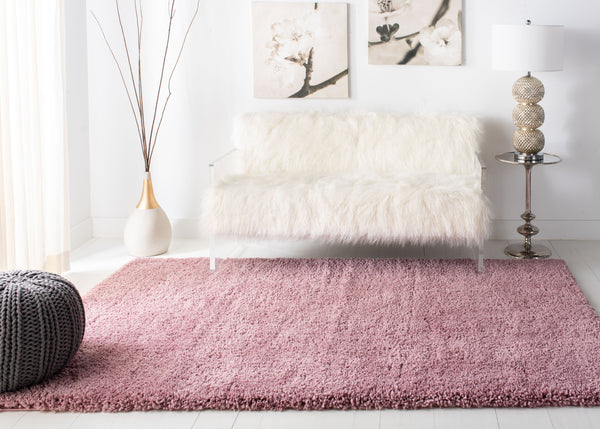 Safavieh Fontana Plush Pink Shag Rug 2'3" X4' Power-Loomed Turkey 2" Pile Polypropylene Jute Blend Cozy Accent FNT800U-24