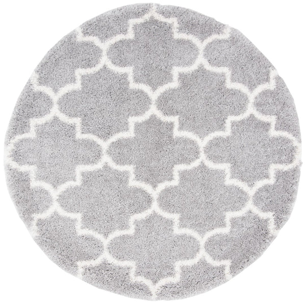 Safavieh Fontana Luxurious Shag Area Rug With Geometric Trellis Pattern For Modern And Traditional Decor Grey ,Cream Polypropylene Pile Fnt818g-210