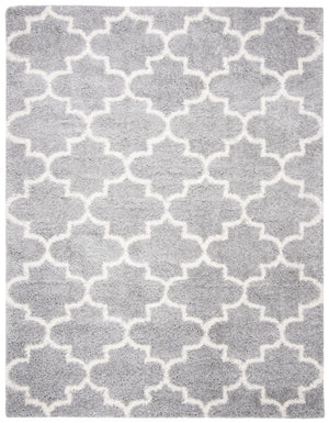 Safavieh Fontana Luxurious Shag Area Rug With Geometric Trellis Pattern For Modern And Traditional Decor Grey ,Cream Polypropylene Pile Fnt818g-210