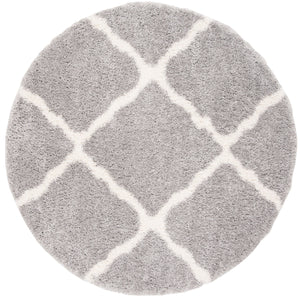 Safavieh Fontana Plush Round Shag Rug In Grey Cream — 2" Pile Soft Flokati Texture, Durable Power‑Loomed Quality 4'-0" x 4'-0" FNT821G-4R